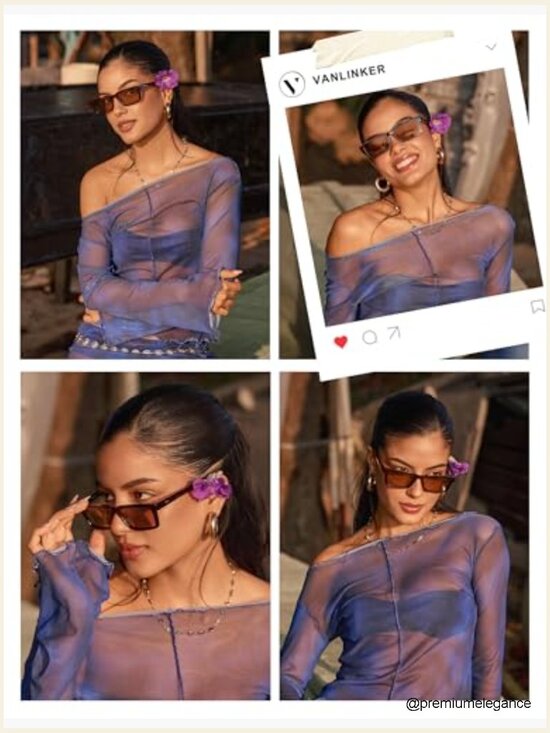 Retro Rectangular Polarized Sunglasses for Women Men main image 5